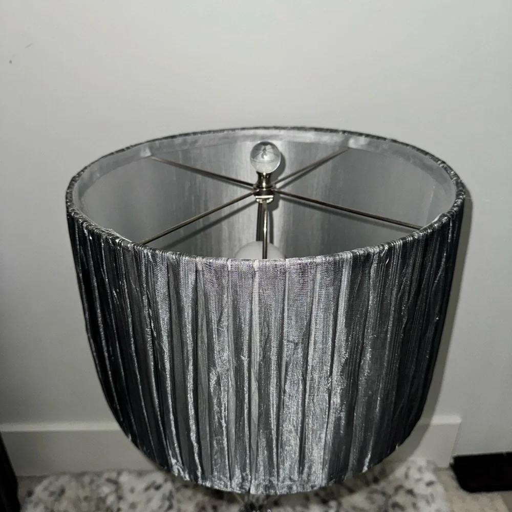 Lamp diamond base crystal large Elegant Silver Table Lamp with Textured Shade